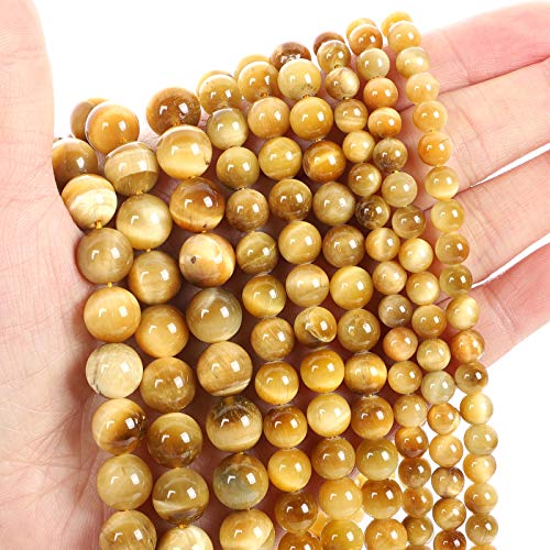 60 Stück 6 mm große AAA Natursteinperlen, Tigerauge, Kristall-Edelstein (goldenes Tigerauge), glatte, runde lose Perlen für die Schmuckherstellung (Armband, Halskette, Ohrringe), genießen Sie DIY-Spaß von ALJXMNASFSS1