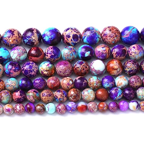 60 Stück natürliche Galaxie-Sediment-Jaspis-Perlen, Edelstein, rund, lose Abstandshalter, Steinperlen für Schmuckherstellung, DIY, Armband, Halskette, 38,1 cm von ALJXMNASFSS1