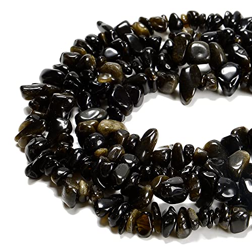 7–8 mm natürliche Gold-Obsidian-Edelstein-Perlen, Heilkristalle, Taillenarmbänder, Halsketten-Set, unregelmäßige Steine, DIY, Basteln, Design, Schmuckherstellung von ALJXMNASFSS1