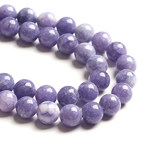 75 Stück 10 mm Lavendel-lila Chalcedon-Stein, lose Perlen für Schmuckherstellung, DIY, Armband, Halskette von ALJXMNASFSS1