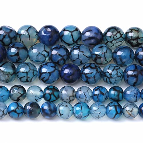 8 mm, 45 Stück, Natursteine, blaue Drachenvener-Achat, lose Perlen für Schmuckherstellung, DIY, Armband, Halskette von ALJXMNASFSS1