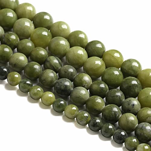 8 mm, 45 Stück Naturstein-Perlen aus chinesischer grüner Jade, lose Perlen für Schmuckherstellung, DIY, Armband, Halskette, 1 Strang von ALJXMNASFSS1