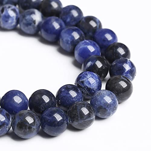 8 mm, 45 Stück Natursteine, tiefblaue Sodalith-Perlen für Schmuckherstellung, DIY, Armband, Halskette von ALJXMNASFSS1