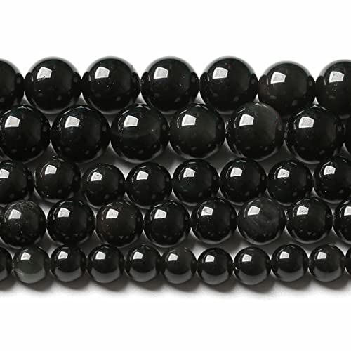 8 mm, 46 Stück, Naturstein, schwarzer Obsidian, lose Perlen für Schmuckherstellung, DIY-Armband, 1 Strang von ALJXMNASFSS1