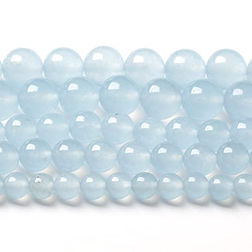 8 mm, 46 Stück Naturstein-Perlen aus hellblauem Chalcedon, lose Perlen für Schmuckherstellung, DIY, Armband, Halskette von ALJXMNASFSS1