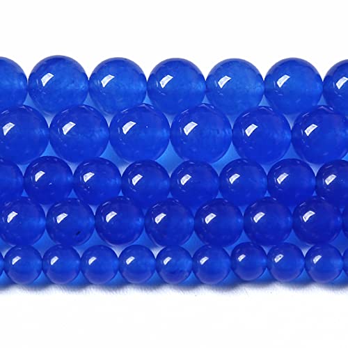 8 mm, 46 Stück dunkelblaue Chalcedon-Naturstein-Perlen für Schmuckherstellung, DIY-Armbänder von ALJXMNASFSS1