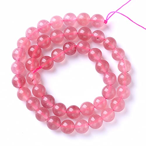 8 mm, 46 Stück natürliche Erdbeerquarz-Kristalle, Jade, Abstandshalter für Schmuckherstellung, DIY, Armband, Halskette von ALJXMNASFSS1