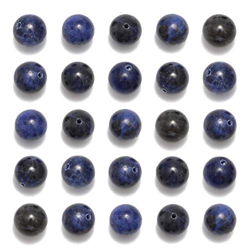 8 mm blaue Sodalith-Perlen für die Schmuckherstellung, natürliche Halbedelperlen, runde glatte Edelsteine, Abstandshalter, Anhänger für Halsketten, Armbänder (blauer Sodalith, 8 mm, 200 Perlen), 200 von ALJXMNASFSS1