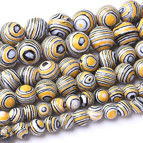 8 mm gelbe Pfauen-Perlen, rund, lose Perlen, natürliche Edelsteinperlen, Kristall-Energiesteinperlen für Schmuckherstellung, DIY, Armband, Halskette von ALJXMNASFSS1