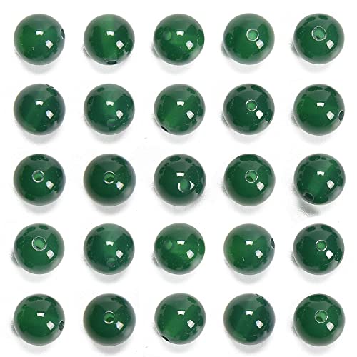 8 mm große originale grüne Achat-Perlen, lose Halbedelsteine, rund, glatt, Abstandshalter für Schmuckherstellung, 200 Stück (8 mm, 200 Perlen, grüner Achat) von ALJXMNASFSS1