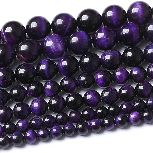 8 mm violette Tigerauge, runde lose Perlen, natürliche Edelsteinperlen, Kristall-Energiesteinperlen für Schmuckherstellung, DIY, Armband, Halskette von ALJXMNASFSS1