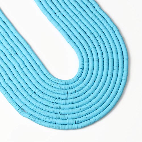 Blaue Tonperlen zur Herstellung von Armbändern, 10 Stränge, flache, runde Polymer-Ton-Perlen, 6 mm, Abstandshalter, Heishi-Perlen für Schmuckherstellung, Ohrringe, Halsketten, 3600 Stück von ALJXMNASFSS1