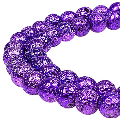 Galvanisierter violetter natürlicher vulkanischer Lavastein, rund, lose Steinperlen, DIY für Schmuck- und Armbandherstellung (8 mm) von ALJXMNASFSS1