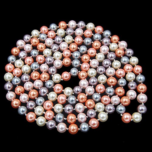 Handgefertigte Halskette, Schmuck, tschechische Glasperle, geknotet, jede Perle 8 mm, 10 mm (Rosa, 10 mm) von ALJXMNASFSS1