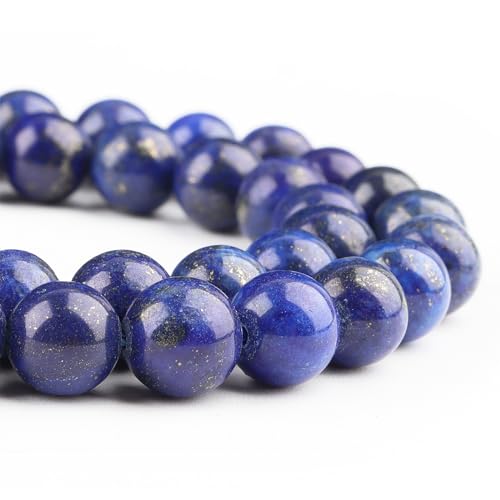 Lapislazuli-Perlen zur Schmuckherstellung, blaue Steinperlen, Edelsteinperlen für Armbänder, 10 mm, runde lose Perlen (35–37 Stück, 10 mm, Lapislazuli) von ALJXMNASFSS1