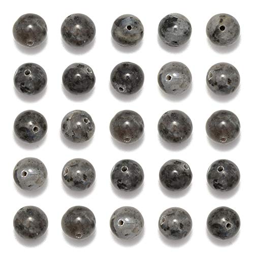 Larvikit-Perlen, 8 mm, Naturstein, rund, lose Steinperlen für Schmuckherstellung, Basteln, Design (schwarzer Larvikite, 8 mm, 200 Perlen), 200 Stück von ALJXMNASFSS1