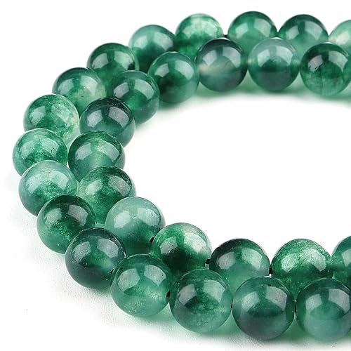 Moos-Jade-Perlen für Schmuckherstellung, grüne Edelsteinperlen, Steinperlen für Armbänder, 8 mm Kristallperlen, runde Perlen zum Basteln (45–48 Stück, 8 mm, Moos-Jade) von ALJXMNASFSS1