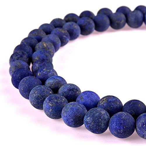 Natürliche Edelsteine, lose Perlen, matt, ca. 39,4 cm, DIY-Armband, Halskette für Schmuckherstellung (10 mm, matter Lapislazuli) von ALJXMNASFSS1