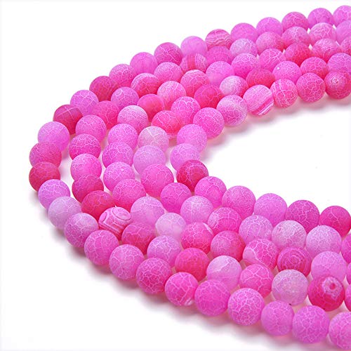 Natürliche Edelsteine, lose Perlen, matt, ca. 39,4 cm, DIY-Armband, Halskette zur Schmuckherstellung (10 mm, rosa mattierter Achat) von ALJXMNASFSS1