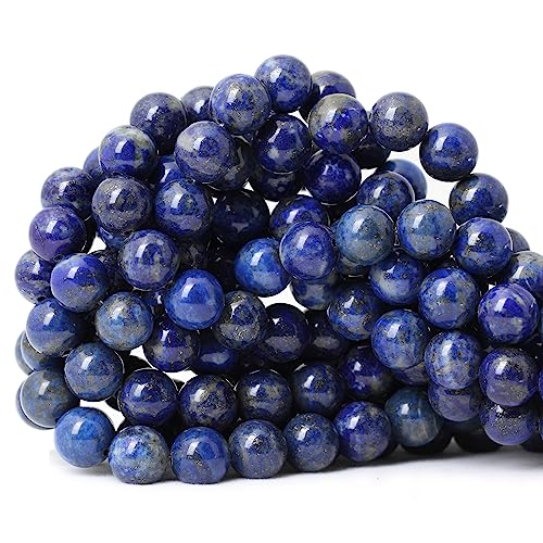 Natürliche Lapislazuli-Edelsteine, rund, lose Perlen für Schmuckherstellung, DIY, 1 Strang, 38,1 cm, 35 Stück von ALJXMNASFSS1