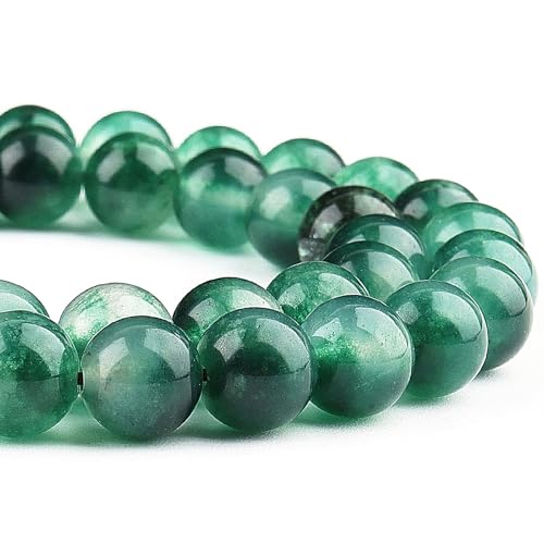 Natürliche Moos-Jade-Perlen zur Schmuckherstellung, Steinperlen für Armbänder, 10 mm Kristallperlen, runde Perlen (35–37 Stück, 10 mm, Moos-Jade) von ALJXMNASFSS1