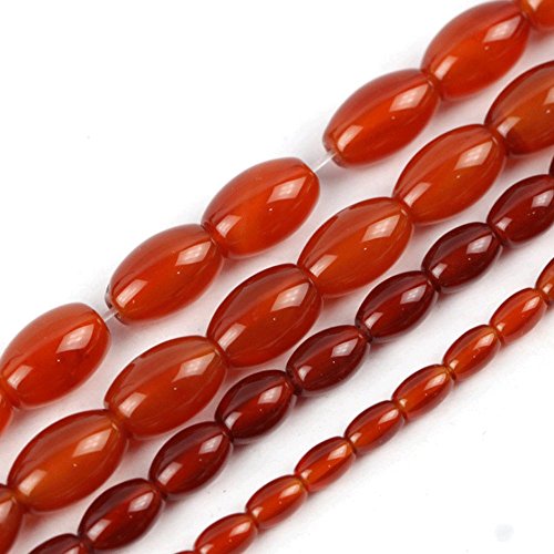 Natürliche echte rote Achat-Reisform, oval, lose Perlen, 4–12 mm, passend für Schmuck, DIY-Halsketten oder Armbänder, 38,1 cm von ALJXMNASFSS1