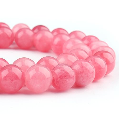 Natürliche rosa-weiße Jadeperlen zur Schmuckherstellung – Steinperlen für Armbänder, 8 mm runde lose Kristallperlen (45–47 Stück, 8 mm, rosa-weiße Jade) von ALJXMNASFSS1