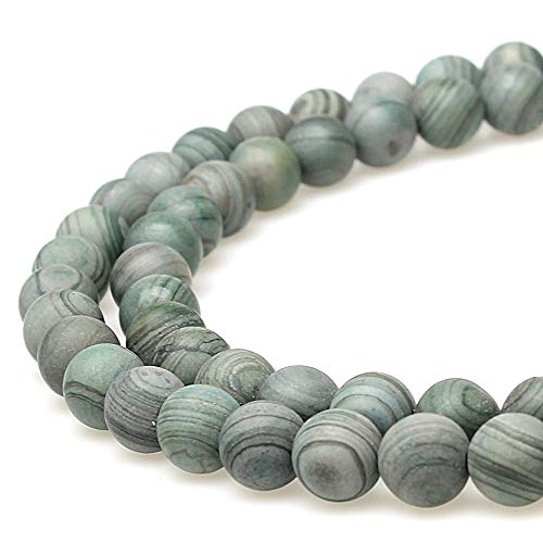 Natürliche runde matte matte grüne Holzstein-Perlen werden im Schmuckdesign verwendet, um Armbänder und Halsketten herzustellen (10 mm) von ALJXMNASFSS1