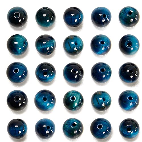 Original Natursteinperlen, rund, lose Perlen, 6 mm, 8 mm, 10 mm (Aquamarin-Tigerauge, 10 mm, 100 Perlen), 100 Stück von ALJXMNASFSS1