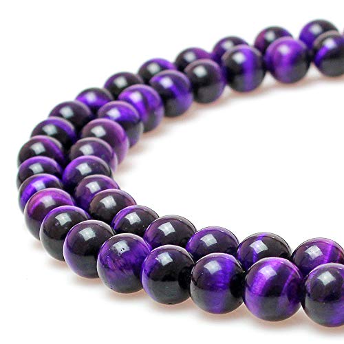 Rare Collection Natursteinperlen, violettes Tigerauge, runde lose Perlen für Schmuckherstellung, DIY, Armband, Halskette (14 mm) von ALJXMNASFSS1