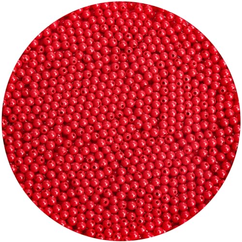 Runde Acrylperlen, 4 mm, glatte rote Acrylperlen, Kaugummi-Perlen, klobige Perlen, Kunststoffharz-Perlen für Halsketten- und Armbandherstellung, Bastelbedarf, 2000 Stück von ALJXMNASFSS1