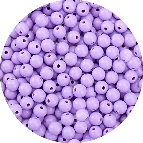 Runde Acrylperlen, 8 mm, glatt, hellviolett, runde Acrylkugeln, Kaugummi-Perlen, klobige Kunststoffharz-Perlen für Halsketten- und Armbandherstellung, Bastelbedarf, 500 Stück von ALJXMNASFSS1