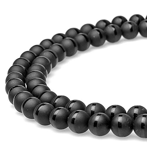 Runde Steinperlen, natürlich, matt, mattiert, einreihig, schwarzer Achat, Onyx, lose Perlen werden im Schmuckdesign verwendet, um Armbänder und Halsketten herzustellen (12 mm) von ALJXMNASFSS1