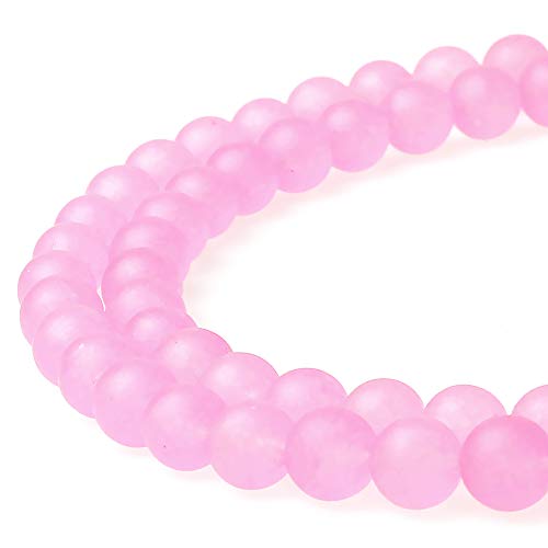 Runde matte matte rosa Jadeperlen werden im Schmuckdesign verwendet, um Armbänder und Halsketten herzustellen (10 mm) von ALJXMNASFSS1