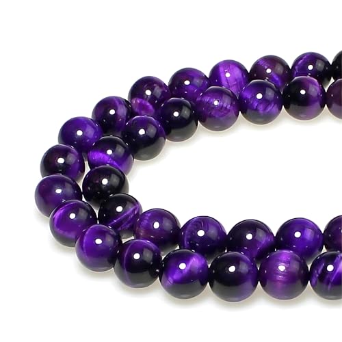 Steinperlen, 10 mm, rund, violett, Tigerauge, lose Edelstein-Perlen für Schmuckherstellung, Armband, Halskette, Ohrringe, Anhänger, 35 Stück von ALJXMNASFSS1