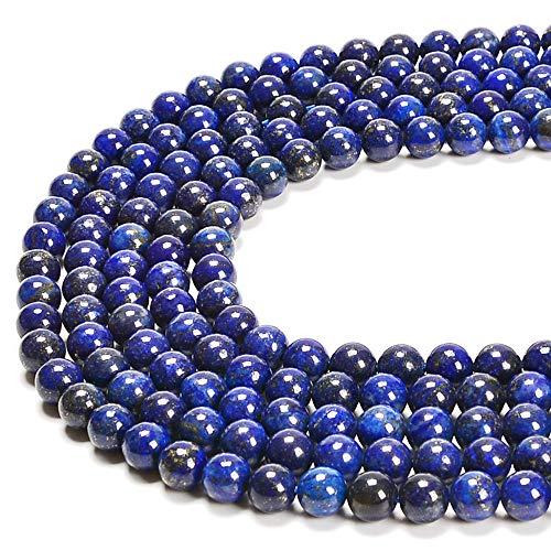 Wunderschöne natürliche Edelsteine, lose Perlen, glatt, rund, ca. 39,4 cm, DIY-Armband, Halskette für Schmuckherstellung (6 mm, glatter Lapislazuli) von ALJXMNASFSS1