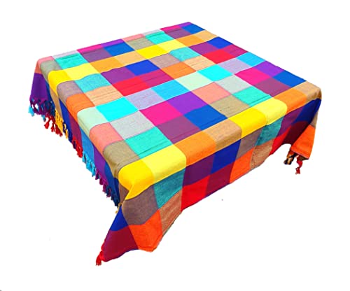 Traditionelle mexikanische Tischdecke, bunt, quadratisch, 1,5 x 1,5 m von ALKIMIA INC