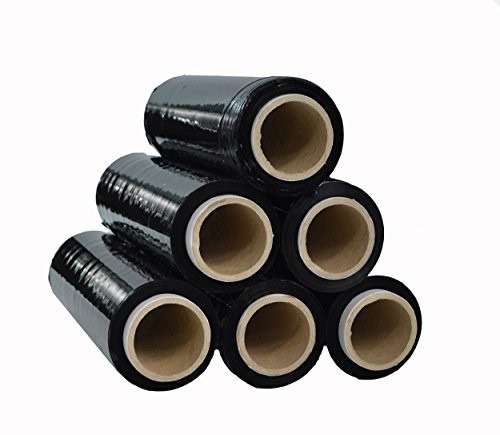 Stretchfolie schwarz 250 mm Wickelfolie 12 Rollen Verpackung 150 m Palettenfolie Verpackungsfolie Packfolie Schwarze Folie Wickelfollie für Paletten von ALL4ALL