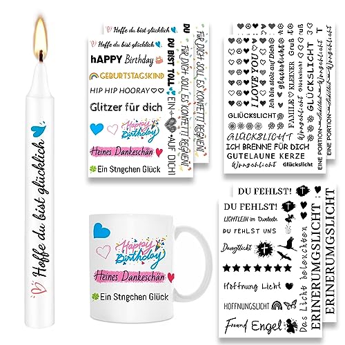 ALLAVA 6 Stück Kerzentattoos (200+ Muster), Wasserschiebefolie kerzen, Kerzensticker Kerzenfolie für Kerze Tasse DIY Geschenk, Kerzen Dekorieren, Kerzensprüche (Stil D) von ALLAVA