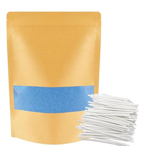 ALLAVA Kerzensand mit Docht, Kerzensand 1 KG mit 50 Docht 5cm, Perlenkerzen mit 50 Kerzendocht ohne Basis, Kerzen Sand, Pearled Candle, Wachsgranulat für Wachskerze Selber Machen (1KG, Blau) von ALLAVA