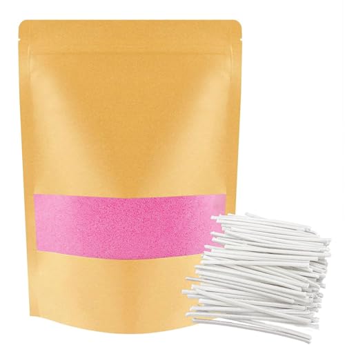 ALLAVA Kerzensand mit Docht, Kerzensand 1 KG mit 50 Docht 5cm, Perlenkerzen mit 50 Kerzendocht ohne Basis, Kerzen Sand, Pearled Candle, Wachsgranulat für Wachskerze Selber Machen (1KG, Rosa) von ALLAVA