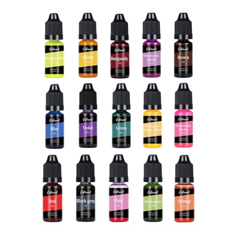 Kerzenwachs Farbe, Kerzenwachs, Kerzen Farbe, 15 Farben, Farbe für Kerzenwachs, für die Kerzenherstellung Hochkonzentrierte Flüssige Kerzenfarbe, für DIY Kerzenherstellungsbedarf Kit- je 10 ml von ALLAVA