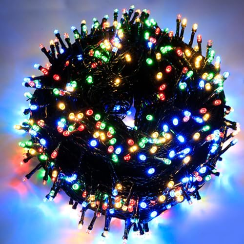 ALLBASA Lichterkette, 8 Modi, 10 m, 100 LEDs, romantische Dekoration für Weihnachtsbaum, Hochzeit, Party, Lichterkette für den Innenbereich (mehrfarbig, grüner Draht) von ALLBASA