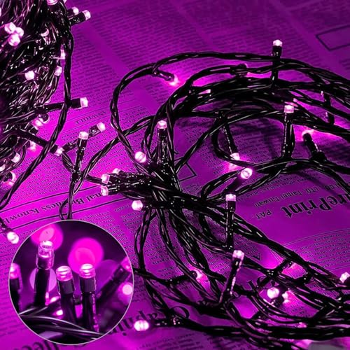 ALLBASA Lichterkette, 8 Modi, 10 m, 100 LEDs, romantische Dekoration für Weihnachtsbaum, Hochzeit, Party, Lichterkette für den Innenbereich (violett, grüner Draht) von ALLBASA