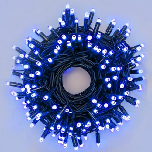 ALLBASA Lichterkette, 8 Modi, 10 m, 100 LEDs, romantische Dekoration für Weihnachtsbaum, Hochzeit, Party, Lichterkette innen (blau, grüner Draht) von ALLBASA