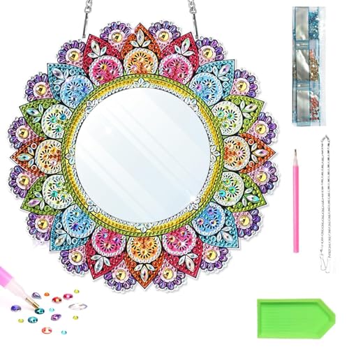 ALLWYOU 5D Diamond Painting Spiegel Geschenke für Mädchen 8 9 10 Jahre Basteln Mädchen Schminkspiegel Bastelset Kinder Mandala Kosmetikspiegel Mädchen Geburtstagsgeschenk Spielzeug von 5-12 Jahren von ALLWYOU