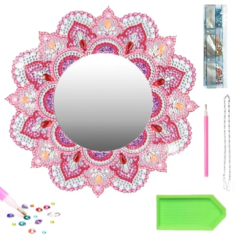 ALLWYOU 5D Diamond Painting Spiegel Geschenke für Mädchen Basteln Diamantmalerei Spiegel Schminkspiegel Bastelset Kinder Mandala Kosmetikspiegel Mädchen Geburtstagsgeschenk Spielzeug von 5-12 Jahren von ALLWYOU