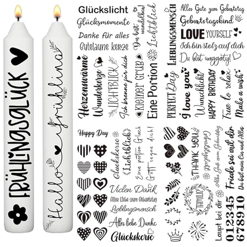 ALLWYOU Rub On Sticker 8 Bogen Birthday Sprüche Sticker Geburtstag Upgrade Kerzentattoos Geburtstag Wassertransferdruck für Raysin Keraflott Möbel Glas Holz DIY Deko Rub On Folie Rubons Aufkleber Home von ALLWYOU