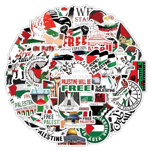 ALLWYOU 100 Stück Palästina Aufkleber Free Palestine Sticker Coole Kostenlose Palästina Sticker Ästhetische Bunte Aufkleber Wasserdichte Dekorative Graffiti Aufkleber für Laptop Gitarre Fahrrad von ALLWYOU