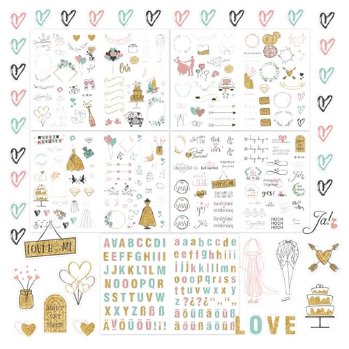 Sticker Hochzeit Gästebuch 321PCS Aufkleber Hochzeit Personalisiert Hochzeitssticker mit Liebe Sticker Gästebuch Hochzeit Wird zum Dekorieren von Fotoalben Sammelalben Gästebüchern Wedding Guest Book von ALLWYOU